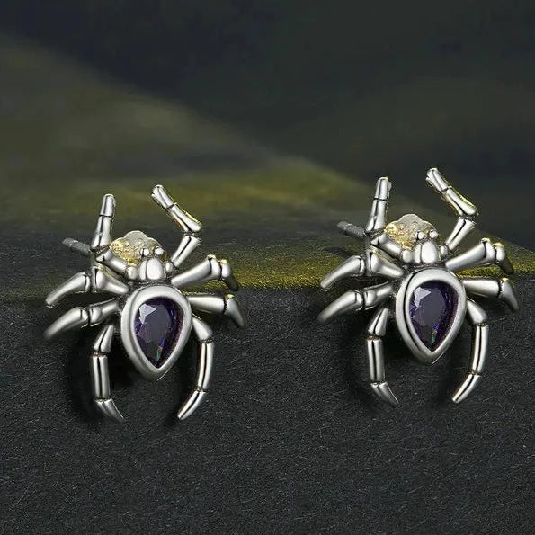 Vintage Pear Cut EVN Diamond Spider Stud Earrings-Black Diamonds New York