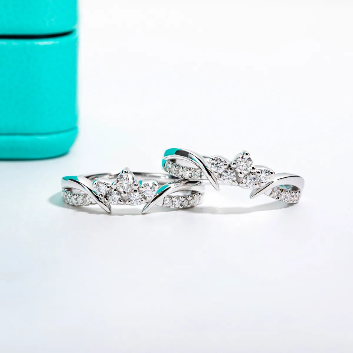 2.5mm Round Cut Moissanite Bridal Ring Set-Black Diamonds New York