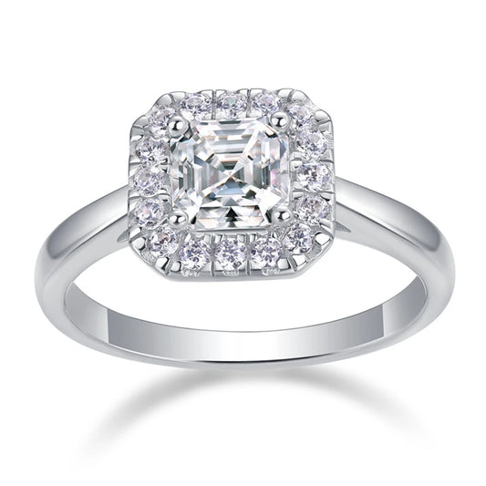 1.0 Ct Asscher Cut Diamond Halo Engagement Ring-Black Diamonds New York