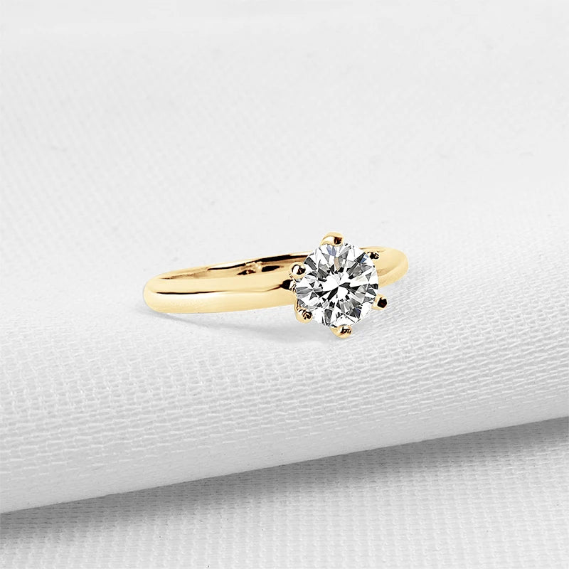 10K Gold 0.8 Ct Round Moissanite Solitaire Engagement Ring-Black Diamonds New York