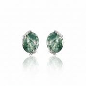 Elegant Natural Moss Agate Stud Earrings-Black Diamonds New York