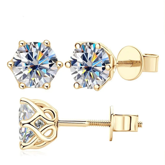 10K Solid Gold 1.0 Ct Round Cut Diamond Stud Earrings-Black Diamonds New York