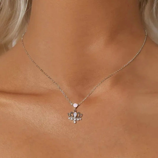 Pink EVN Diamond Lotus Flower Pendant Necklace-Black Diamonds New York