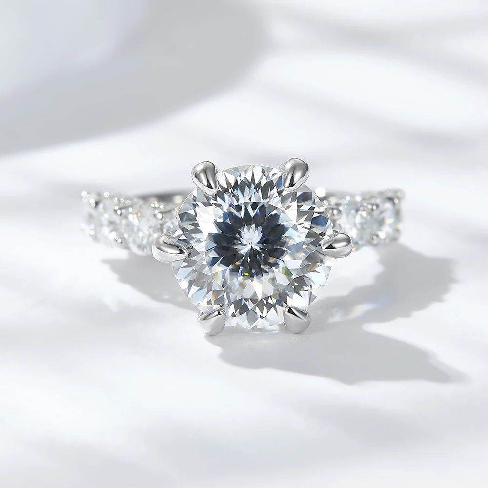 5.0 Ct Hundred Face Cut Moissanite Engagement Ring-Black Diamonds New York