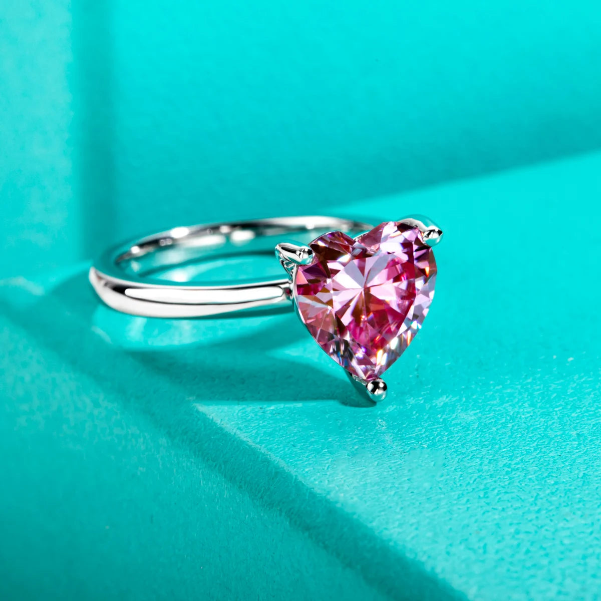 3.0 Ct Heart Cut Sakura Pink Moissanite Engagement Ring-Black Diamonds New York
