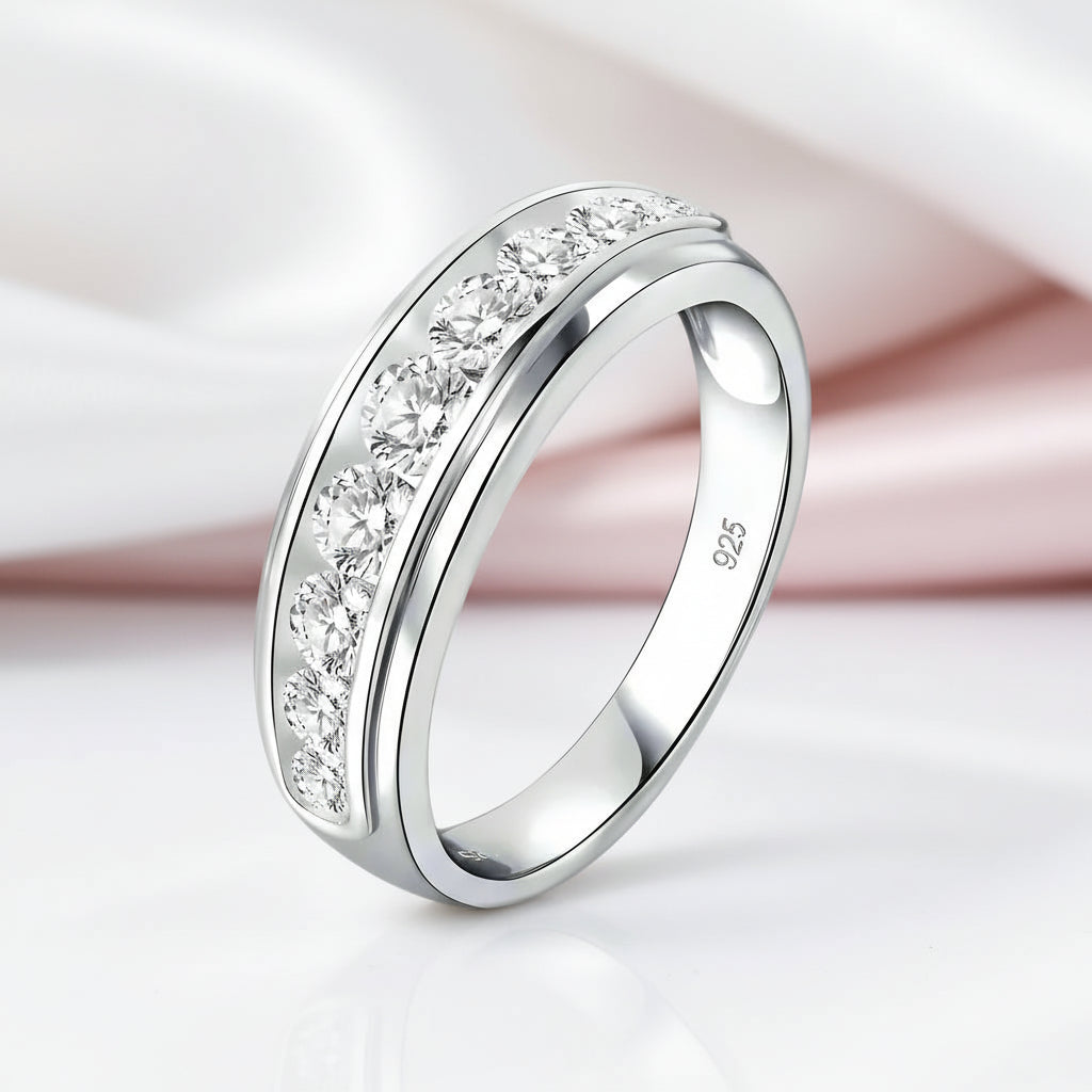 Elegant Round Cut Diamond Option Eternity Wedding Band-Black Diamonds New York
