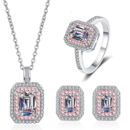 Emerald Cut Moissanite Diamond Double Halo Jewelry