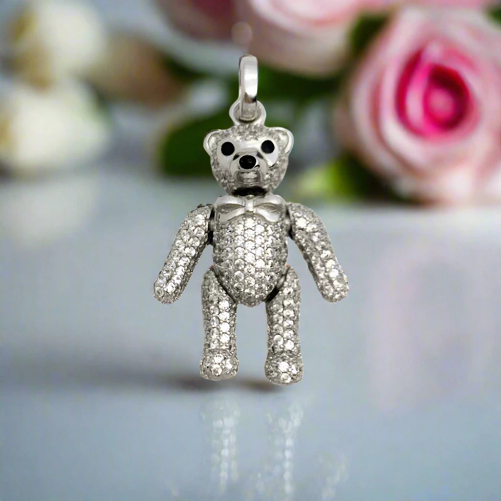 Punk Teddy Bear Pendant-Black Diamonds New York