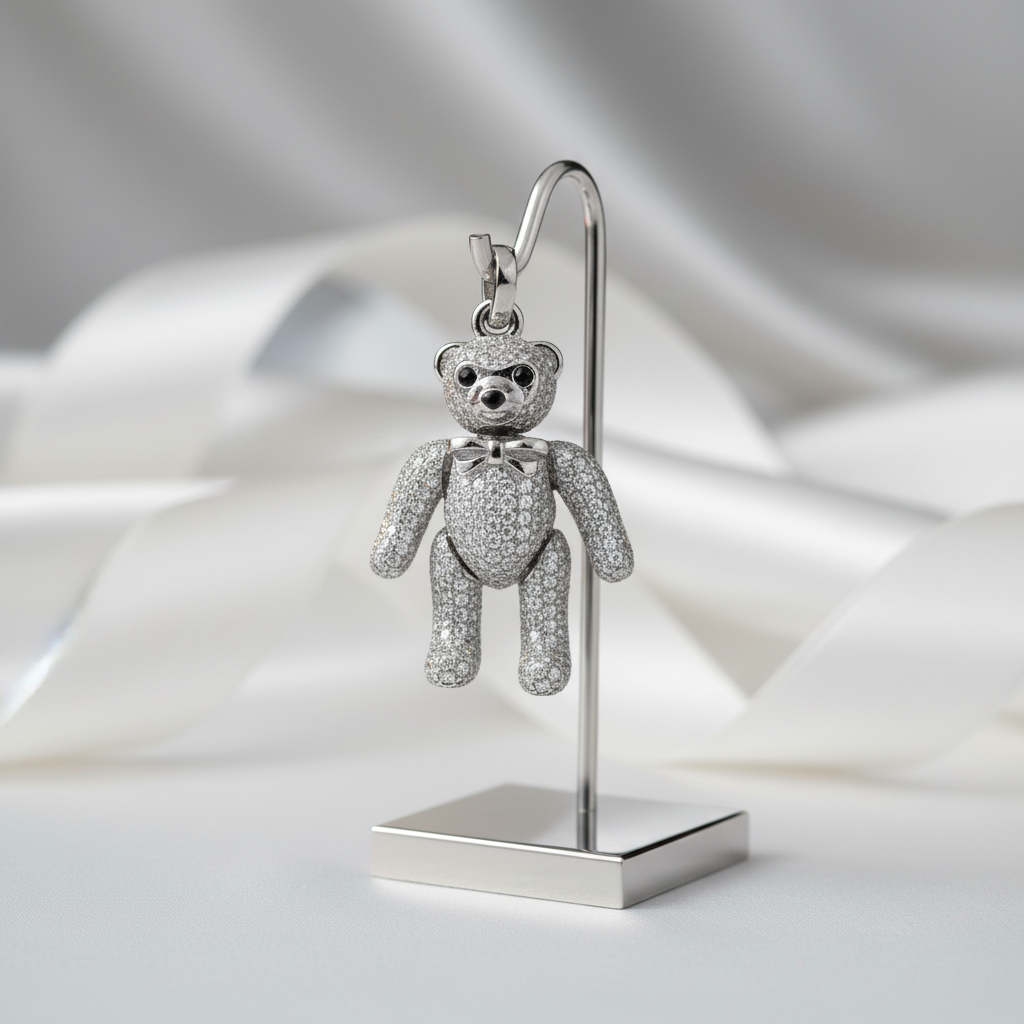 Punk Teddy Bear Pendant-Black Diamonds New York