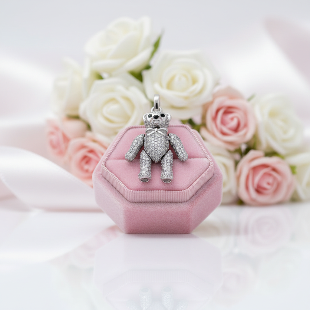 Punk Teddy Bear Pendant-Black Diamonds New York