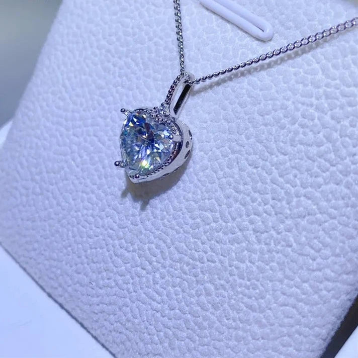 2.0 Ct Heart Cut Moissanite Diamond Pendant Necklace-Black Diamonds New York