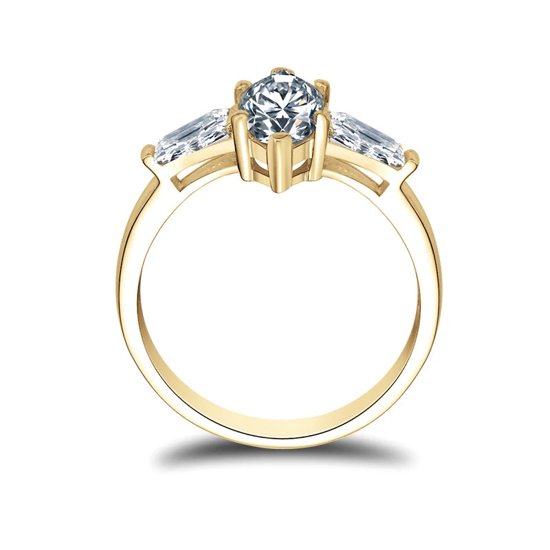 1.0 Ct Marquise Cut Moissanite Three Stone Engagement Ring-Black Diamonds New York