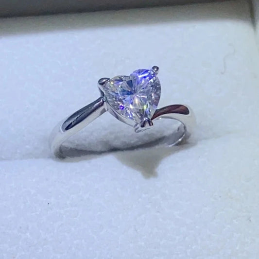 1.0 Ct Heart Moissanite Diamond Solitaire Engagement Ring-Black Diamonds New York