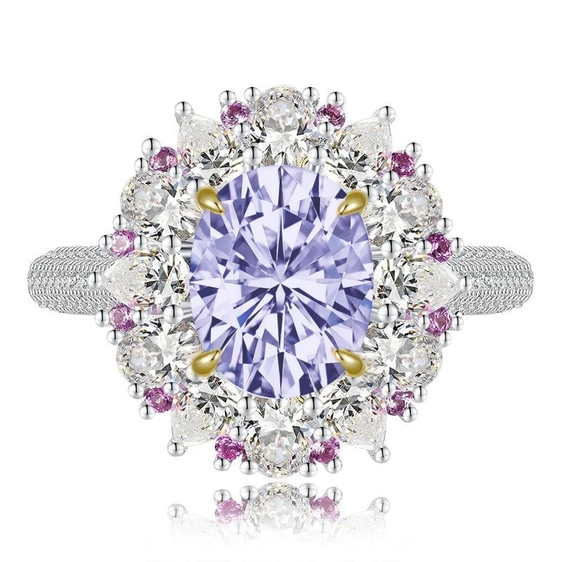 3.0 Ct Oval Cut Moissanite Diamond Halo Engagement Ring-Black Diamonds New York