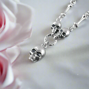 Retro Punk Skull Stick Bone Necklace-Black Diamonds New York