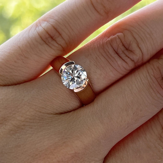 2.0 Ct Round Moissanite Diamond Solitaire Engagement Ring-Black Diamonds New York