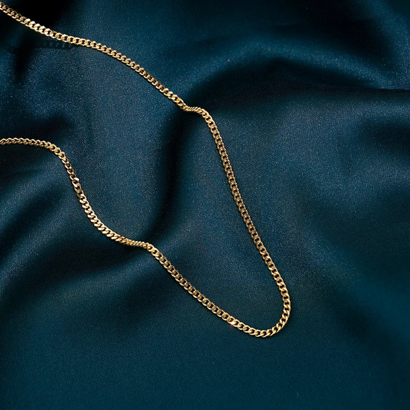 18k Yellow Gold Cuban Chain Necklace-Black Diamonds New York