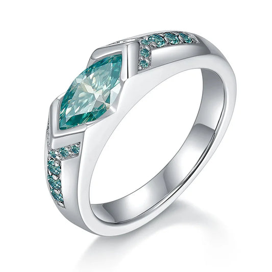 1.0 Ct Marquise Cut Green Diamond Engagement Ring-Black Diamonds New York