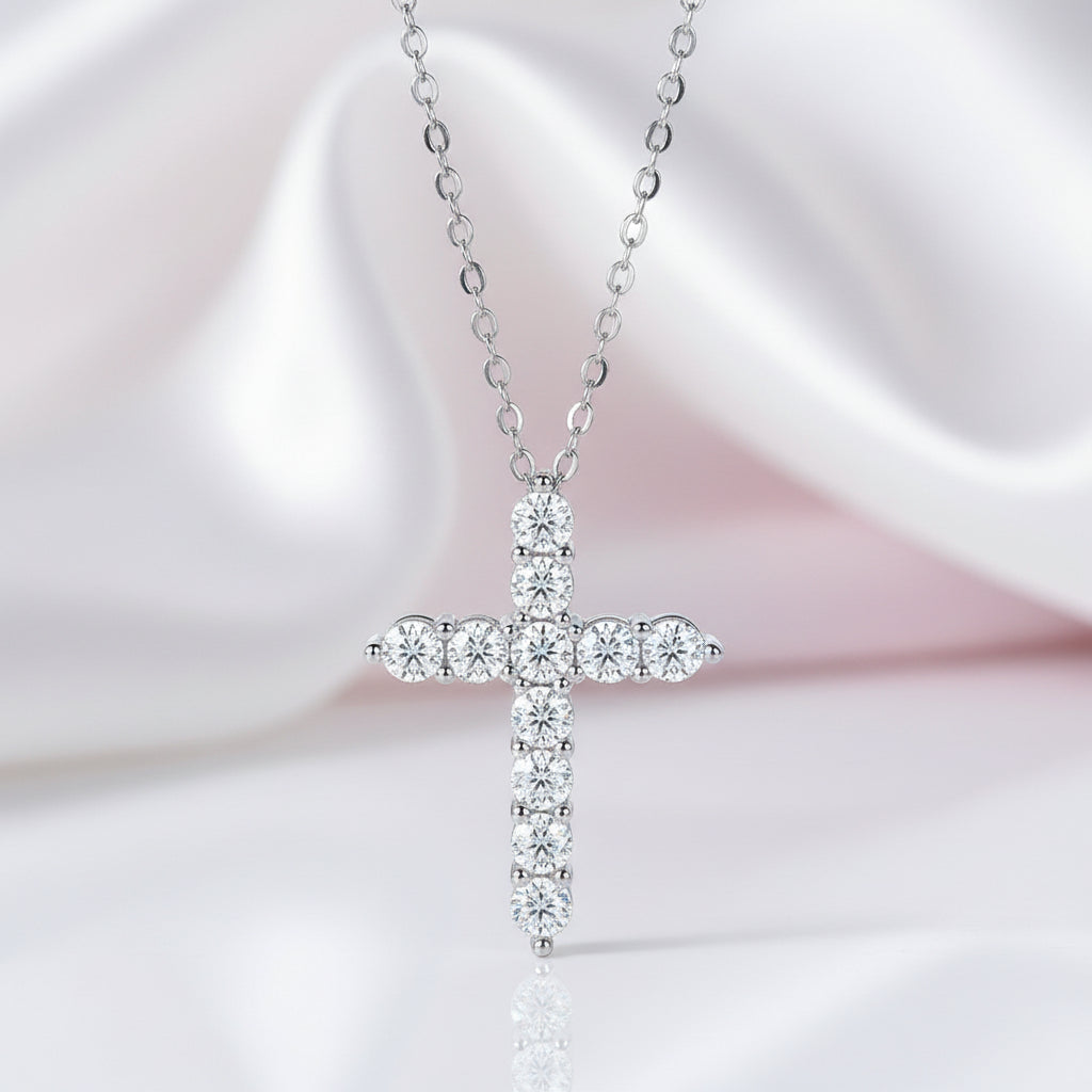 Certified Black Moissanite Cross Pendant Necklace-Black Diamonds New York