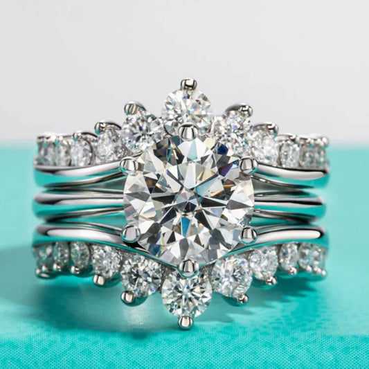 3.0 CT Round Diamond Crown Bridal Set-Black Diamonds New York