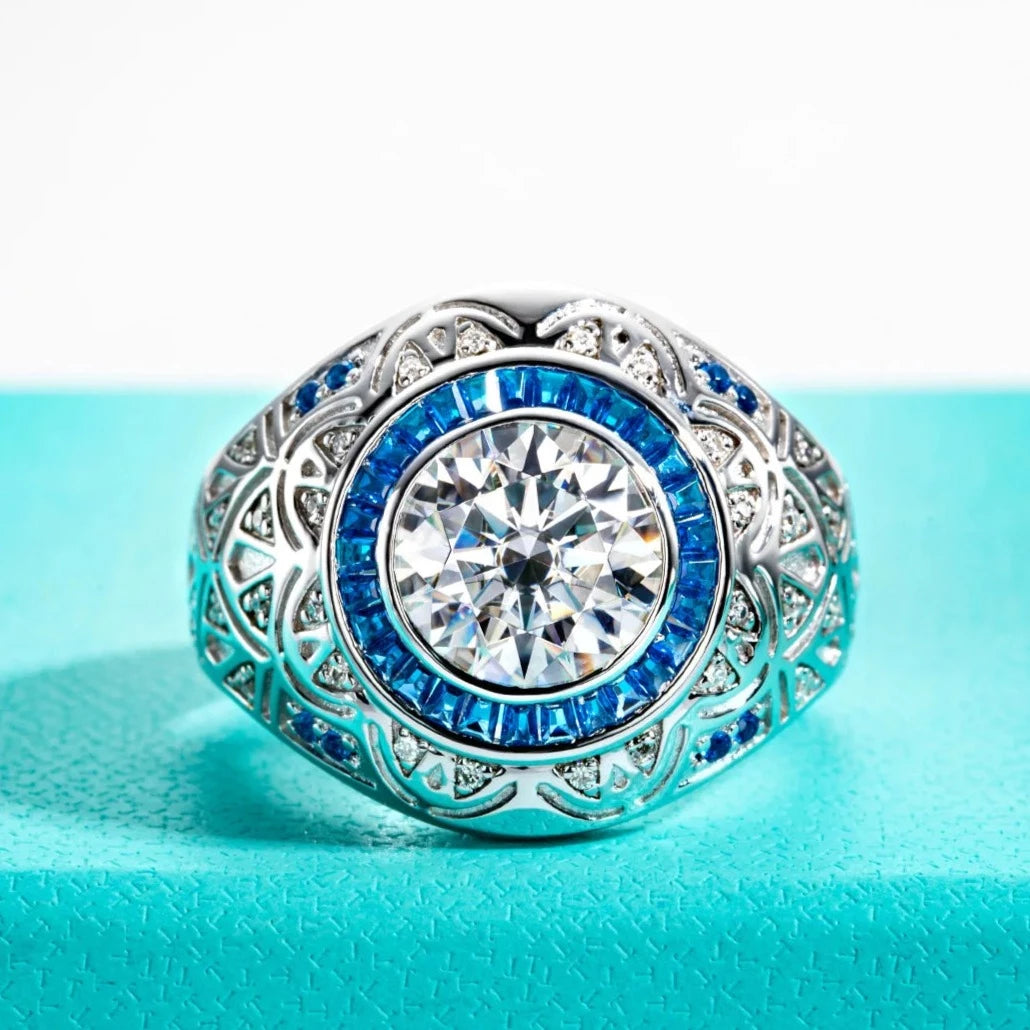 3.0 Ct Diamond Vintage Mens Engagement Ring-Black Diamonds New York