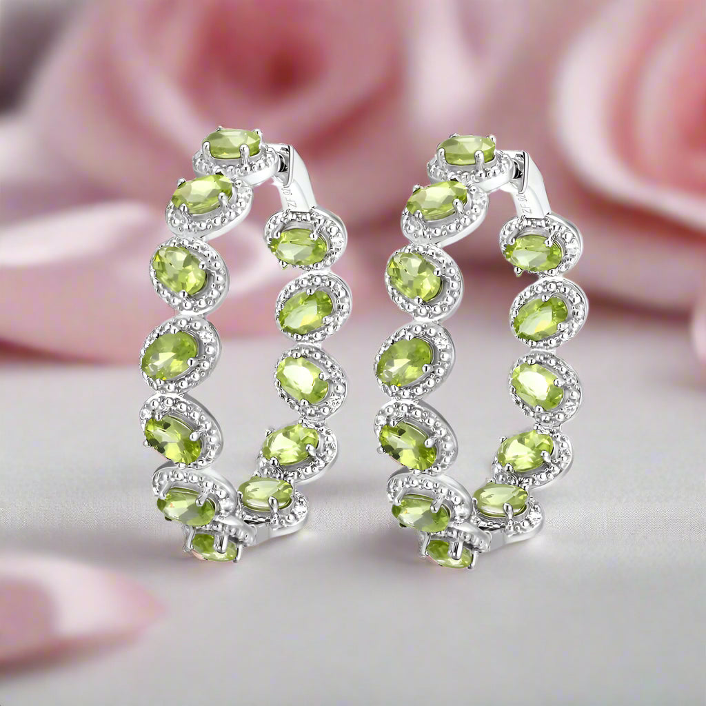 Oval-cut Natural Citrine Gemstone Vintage Hoop Earrings-Black Diamonds New York