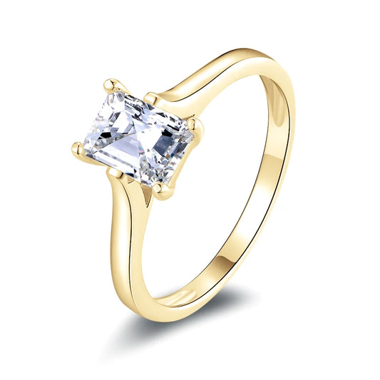 Radiant Cut Diamond Solitaire Engagement Ring in 10K Yellow Gold-Black Diamonds New York