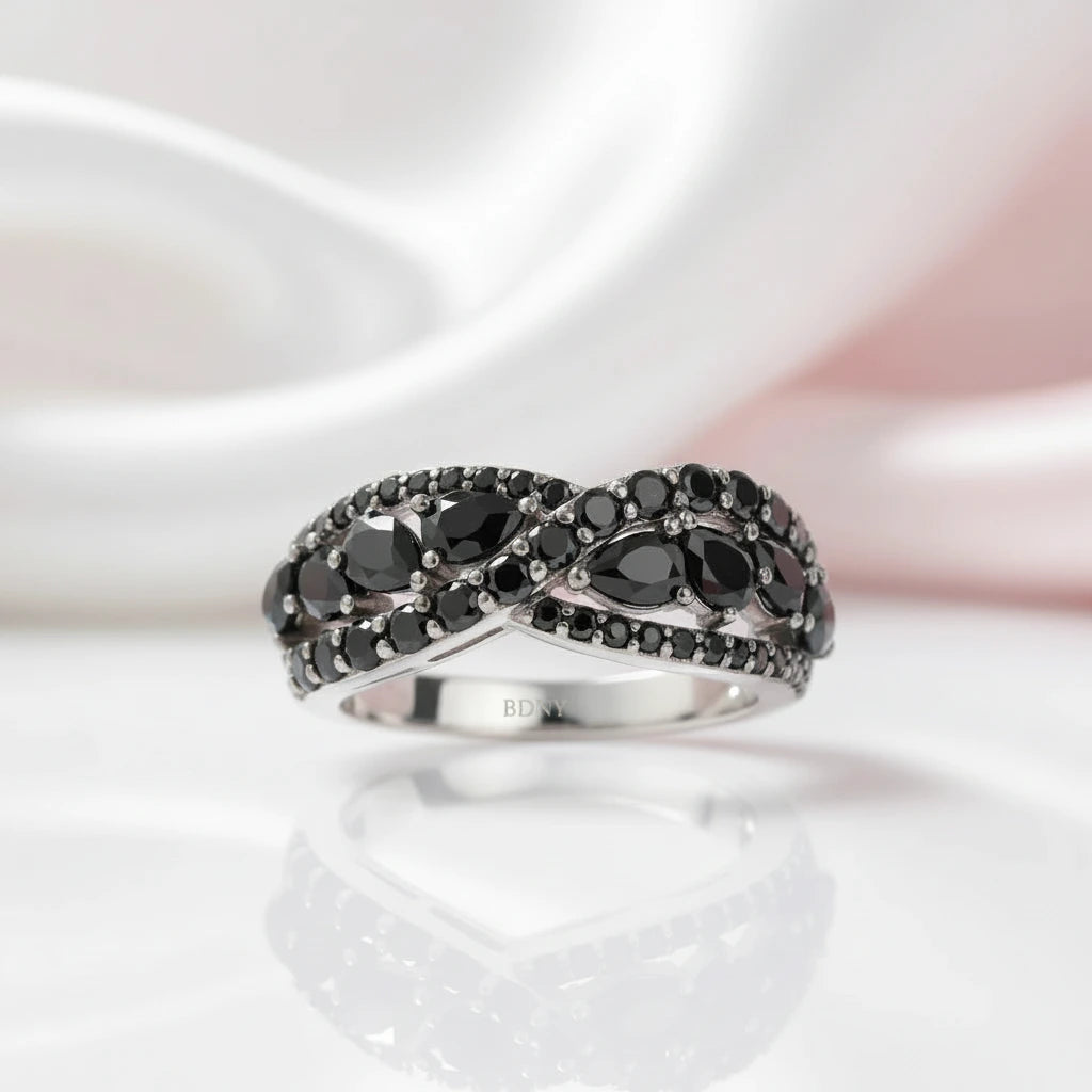 Infinity Pear-cut Black Spinel Ring-Black Diamonds New York