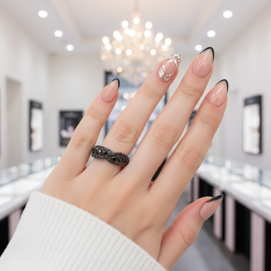 Infinity Pear-cut Black Spinel Ring-Black Diamonds New York