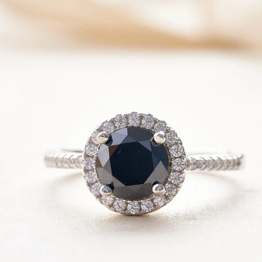 3.0 Ct Round Black Diamond Engagement Ring-Black Diamonds New York