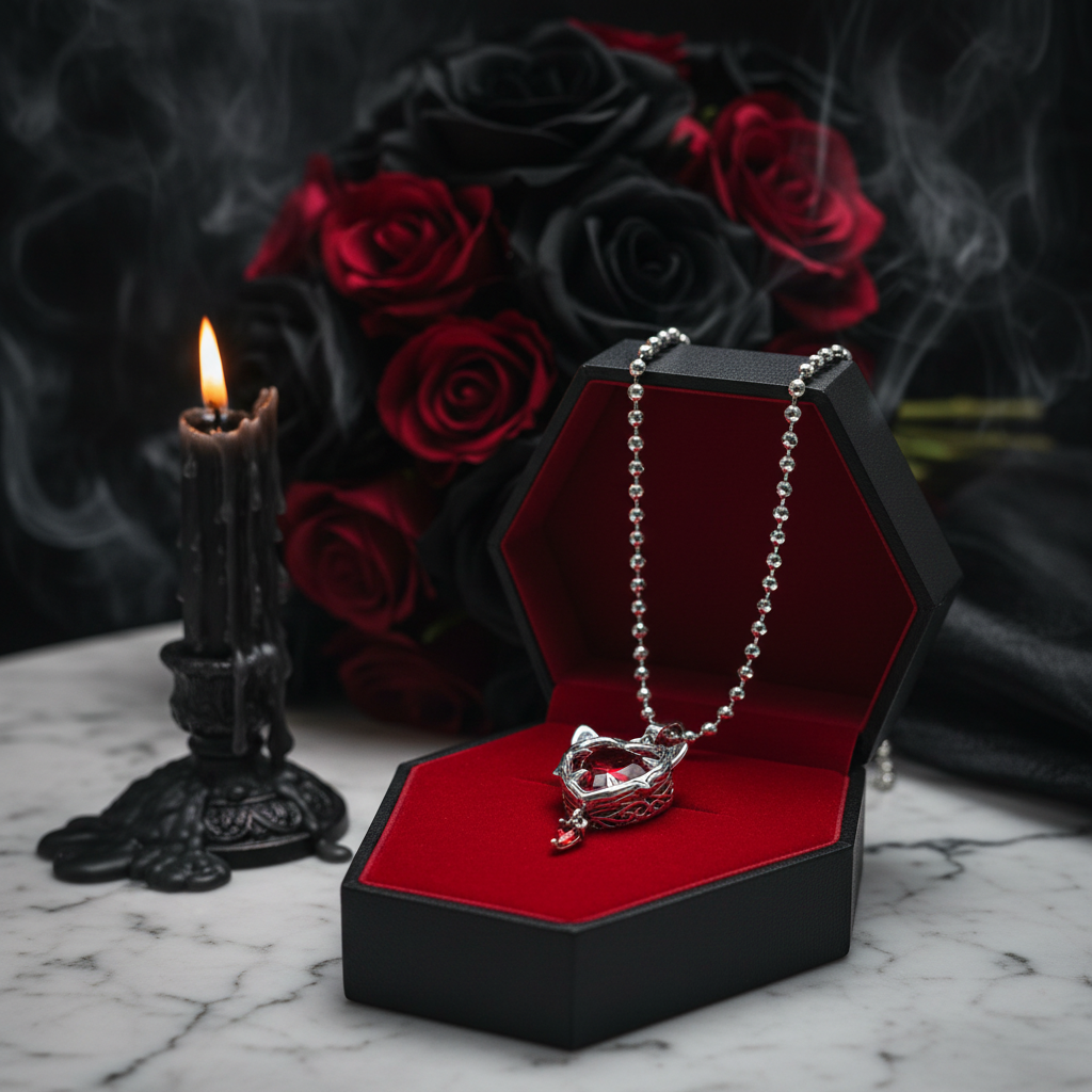 Sweet and Versatile Heart-shaped Cat Pendant-Black Diamonds New York