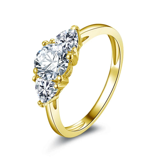 10K Solid Gold Three Stone Diamond Engagement Ring-Black Diamonds New York