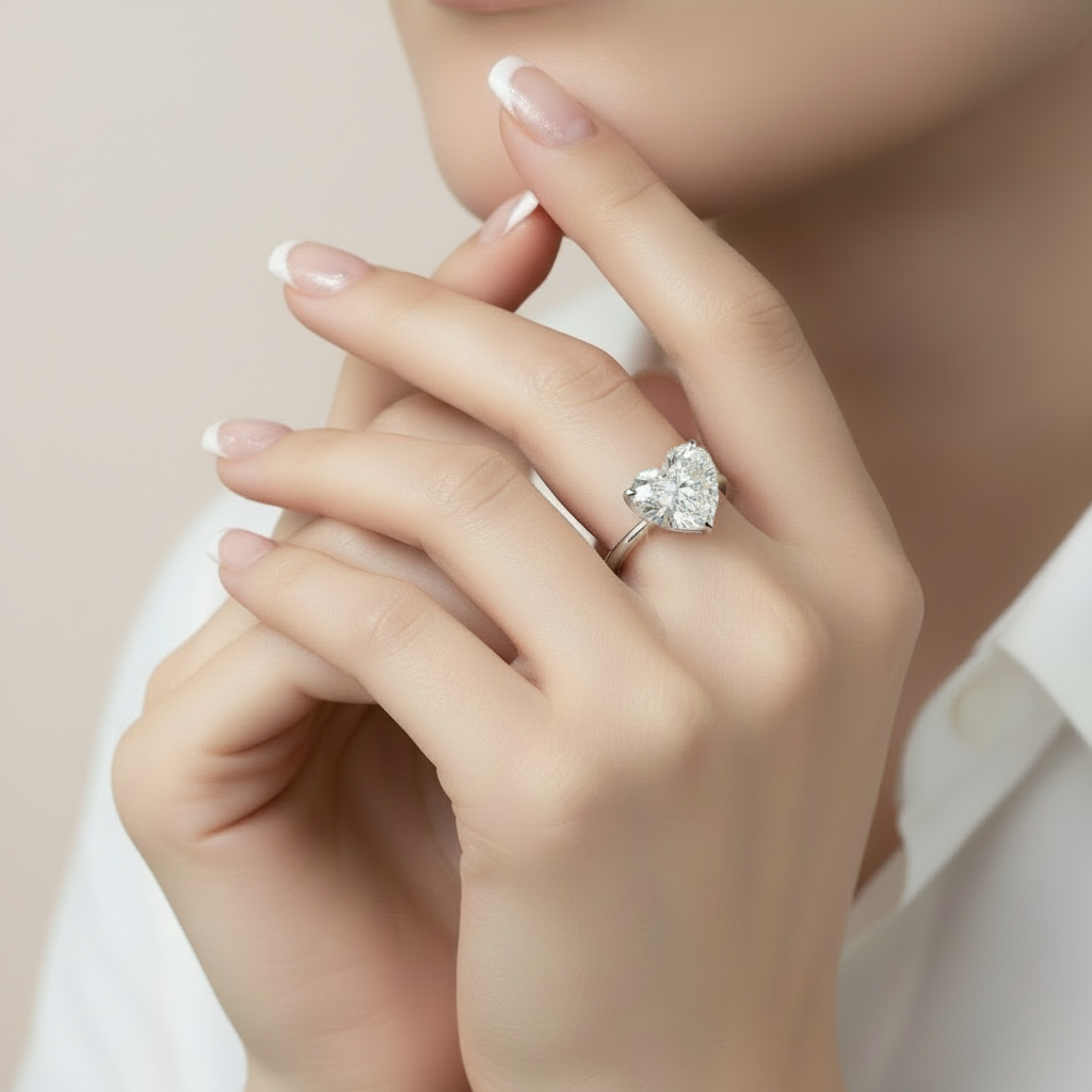 4.0 Ct Heart Cut Diamond Solitaire Engagement Ring-Black Diamonds New York