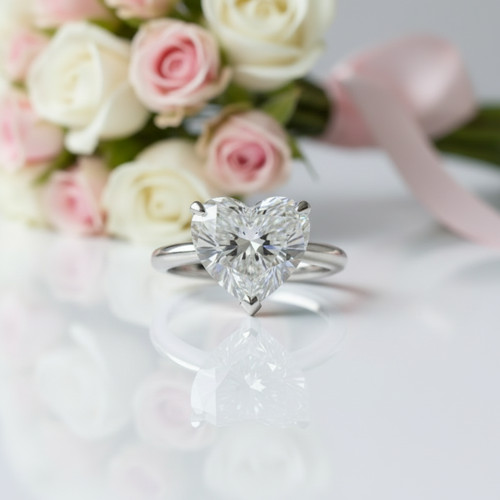 4.0 Ct Heart Cut Diamond Solitaire Engagement Ring-Black Diamonds New York