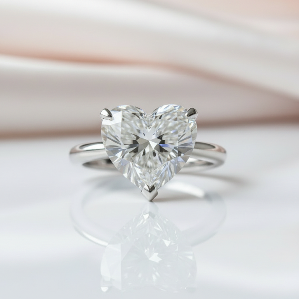 4.0 Ct Heart Cut Diamond Solitaire Engagement Ring-Black Diamonds New York