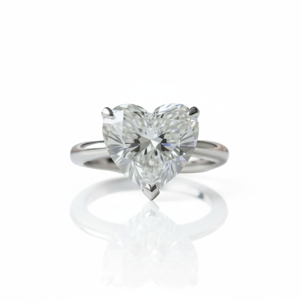 4.0 Ct Heart Cut Diamond Option Solitaire Engagement Ring-Black Diamonds New York
