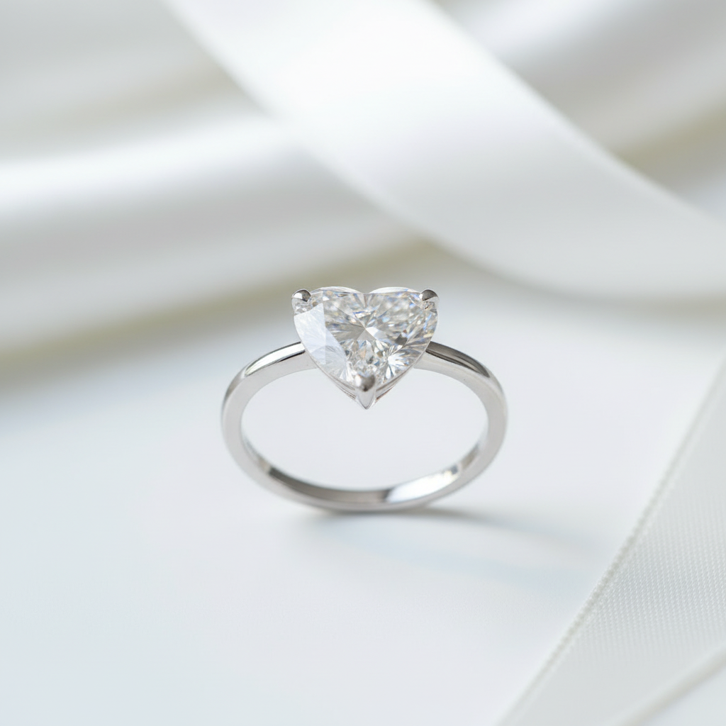 4.0 Ct Heart Cut Diamond Solitaire Engagement Ring-Black Diamonds New York