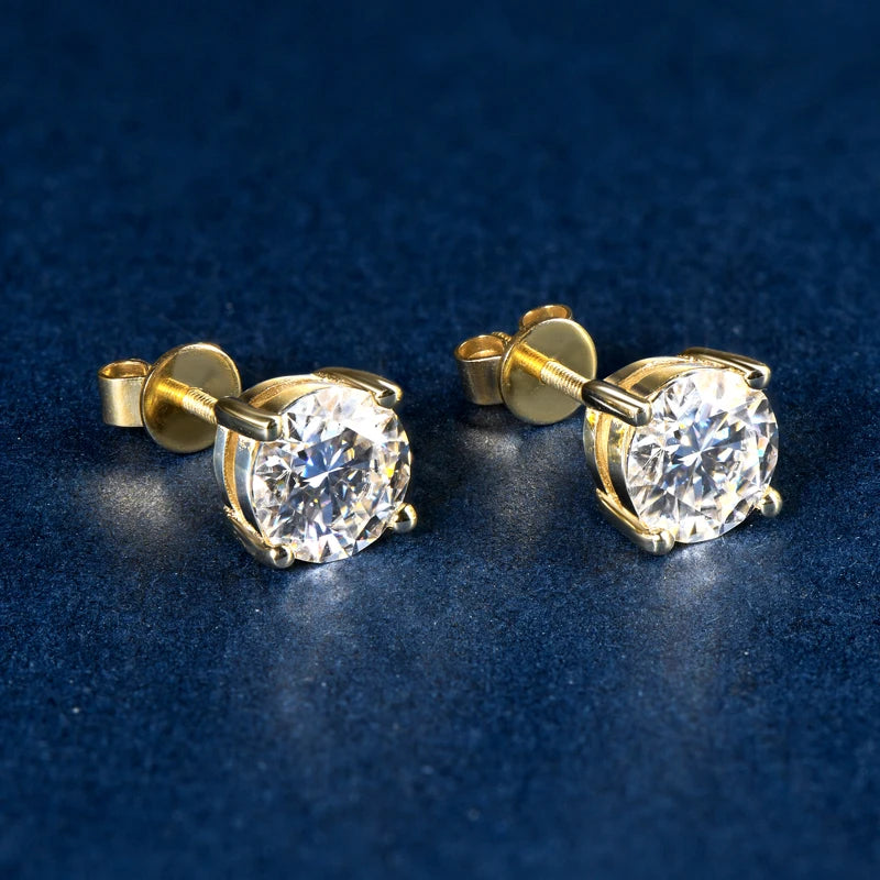 10K Yellow Gold 1.2 Ct Moissanite Stud Earrings-Black Diamonds New York