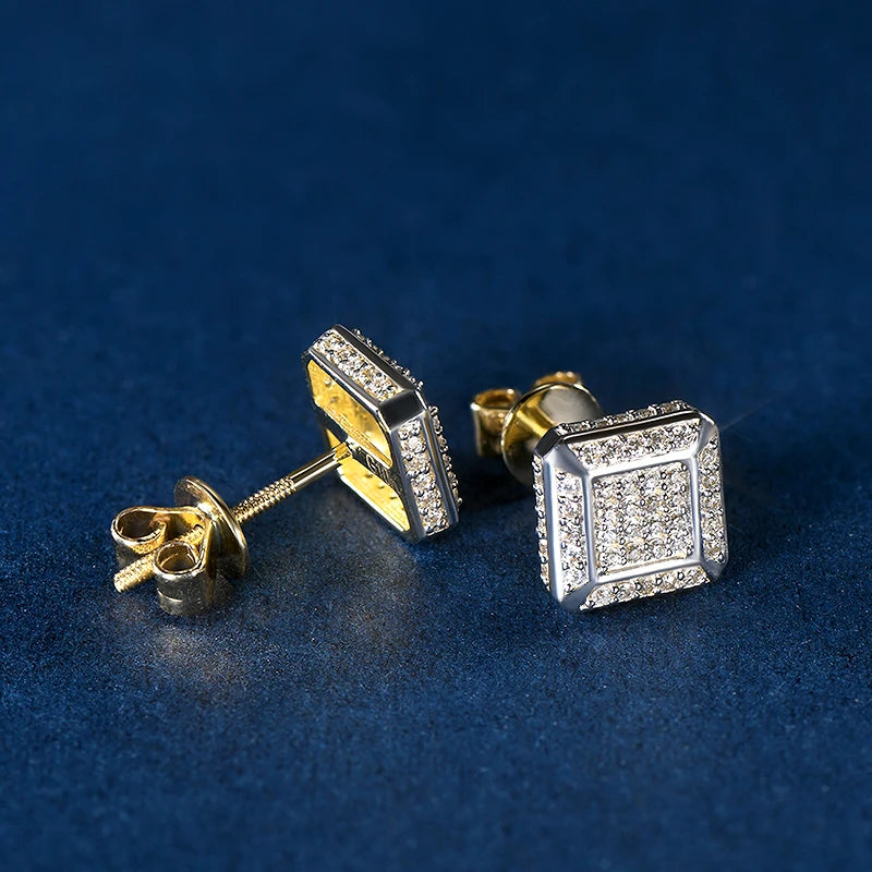 10K Solid Gold Micro Inlaid Moissanite Stud Earrings-Black Diamonds New York