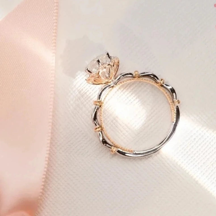 Luxurious 0.5 Ct Round Moissanite Two-Toned Engagement Ring-Black Diamonds New York