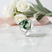 Moss Agate Vintage Style Ring-Black Diamonds New York