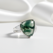 Moss Agate Vintage Style Ring-Black Diamonds New York
