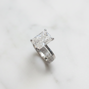3 Carat Radiant Cut Lab Grown Diamond Ring Set in 14K Gold-Black Diamonds New York