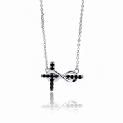 Black Certified Moissanite Infinity Cross Pendant Necklace-Black Diamonds New York