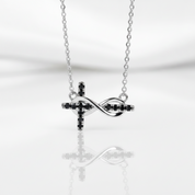 Black Certified Moissanite Infinity Cross Pendant Necklace-Black Diamonds New York