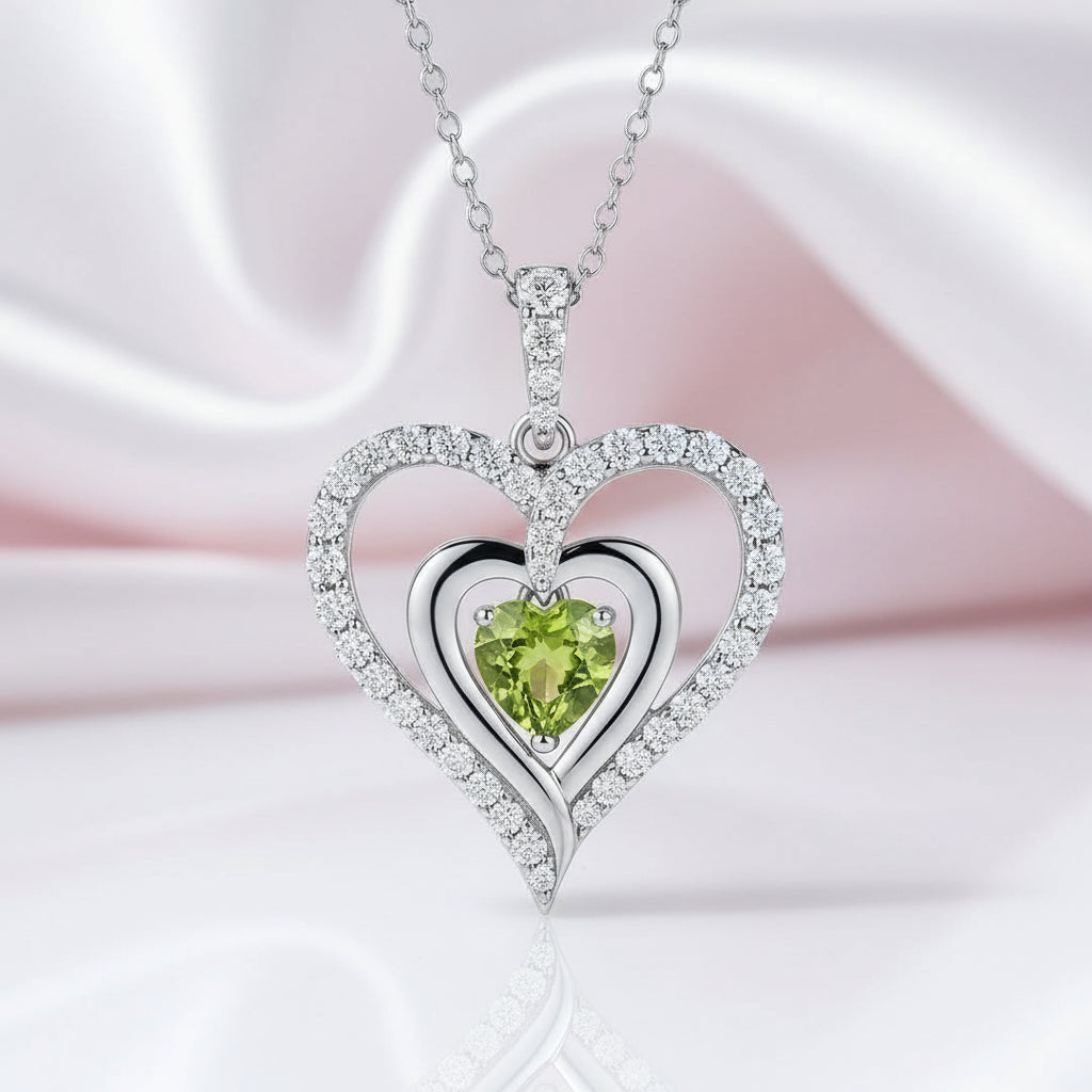 12 Birthstone Gemstone Heart-shaped Necklace-Black Diamonds New York