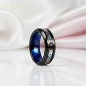 Blue Diamond Black Dome Celtic Knot Tungsten Men's Ring