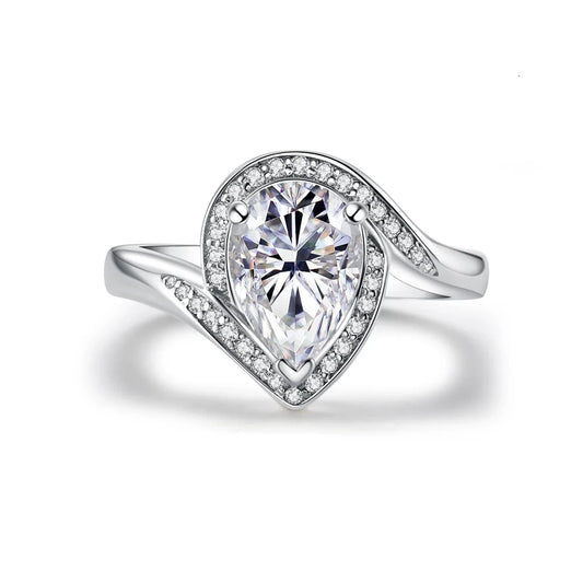 2.5 Ct Pear Cut Diamond Halo Engagement Ring-Black Diamonds New York