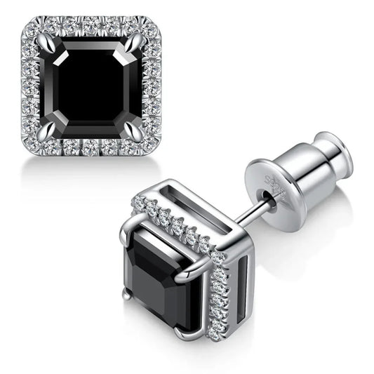 1.0 Ct Cushion Cut Diamond Stud Earrings-Black Diamonds New York