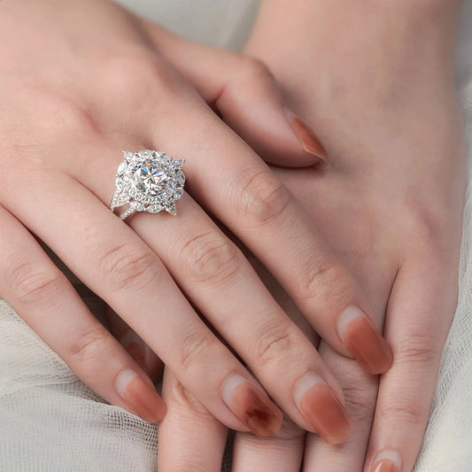 18K White Gold 3.0 Ct Round Cut Diamond Engagement Ring-Black Diamonds New York